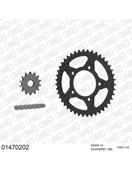 Kit chaine 530 AFAM - Couronne acier - Type de chaine au choix - SUZUKI RF 600 R 1993-1994