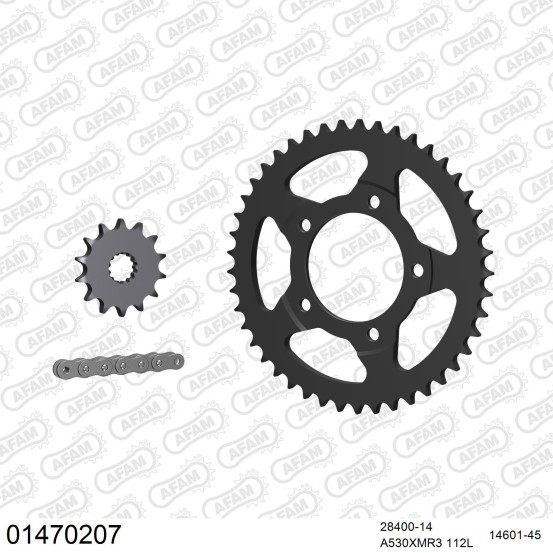 Kit chaine 530 AFAM - Couronne acier - Type de chaine au choix - SUZUKI GSX 600 F 1992-1997
