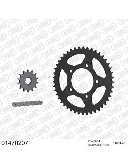 Kit chaine 530 AFAM - Couronne acier - Type de chaine au choix - SUZUKI GSX 600 F 1992-1997