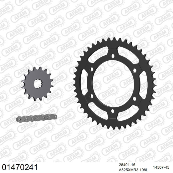 Kit chaine 525 AFAM - Couronne acier - Type de chaine au choix - SUZUKI GSX-R 600 1997