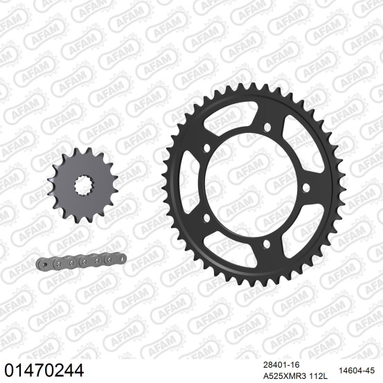 Kit chaine 525 AFAM - Couronne acier - Type de chaine au choix - SUZUKI GSX-R 600 2004-2005