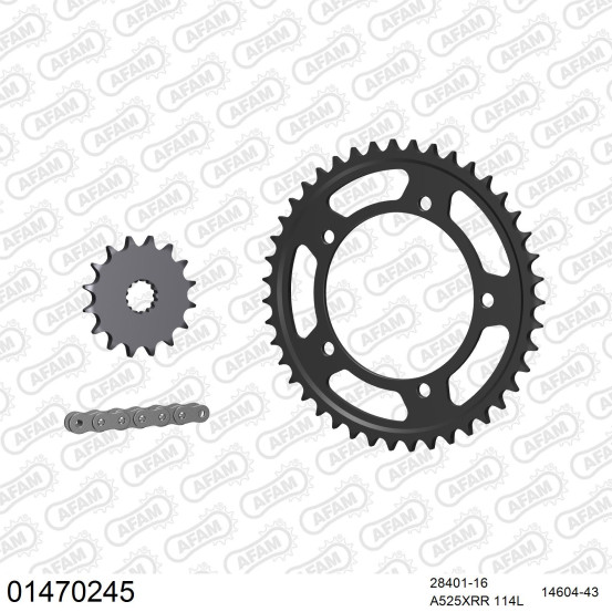 Kit chaine 525 AFAM - Couronne acier - Type de chaine au choix - SUZUKI GSX-R 600 2006-2010