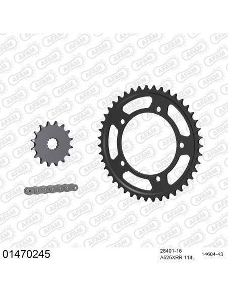 Kit chaine 525 AFAM - Couronne acier - Type de chaine au choix - SUZUKI GSX-R 600 2006-2010