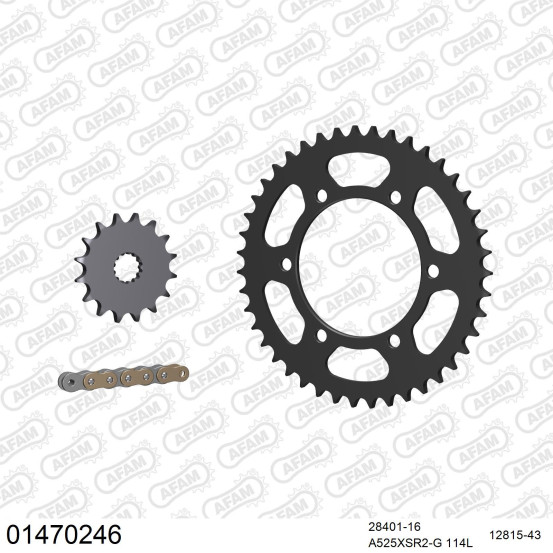Kit chaine 525 AFAM - Couronne acier - Type de chaine au choix - SUZUKI GSX-R 600 2011-2017