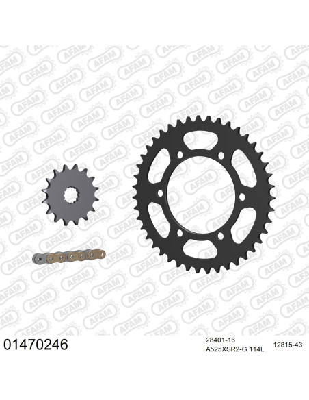 Kit chaine 525 AFAM - Couronne acier - Type de chaine au choix - SUZUKI GSX-R 600 2011-2017