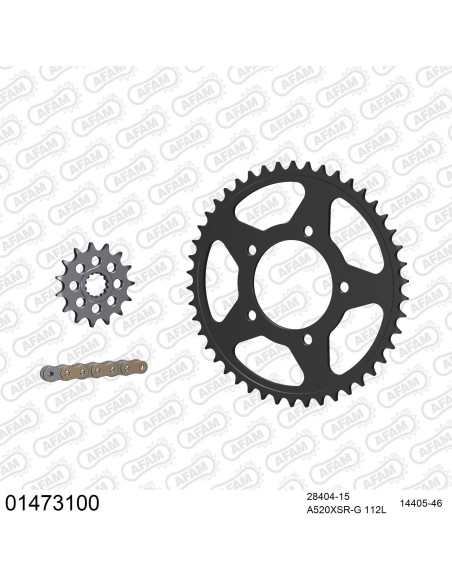 Kit chaine 520 AFAM - Couronne acier - Type de chaine au choix - SUZUKI SFV 650 GLADIUS 2009-2016