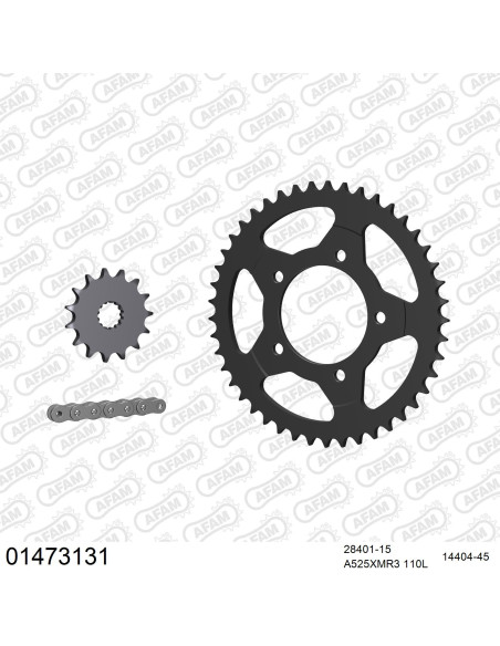 Kit chaine 525 AFAM - Couronne acier - Type de chaine au choix - SUZUKI SV 650 N 1999-2010