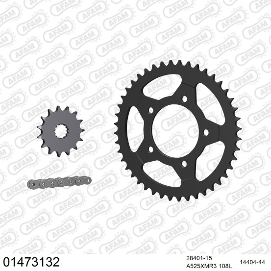 Kit chaine 525 AFAM - Couronne acier - Type de chaine au choix - SUZUKI SV 650 S 1999-2007