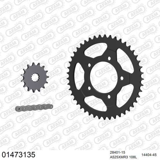 Kit chaine 525 AFAM - Couronne acier - Type de chaine au choix - SUZUKI SV 650 S 2008-2011