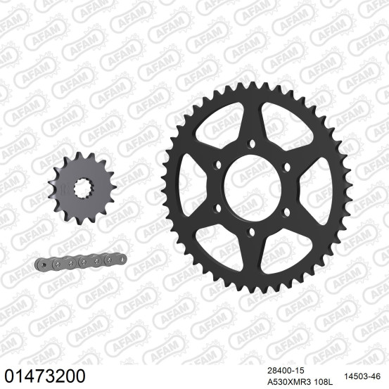Kit chaine 530 AFAM - Couronne acier - Type de chaine au choix - SUZUKI GS 650 1981-1983