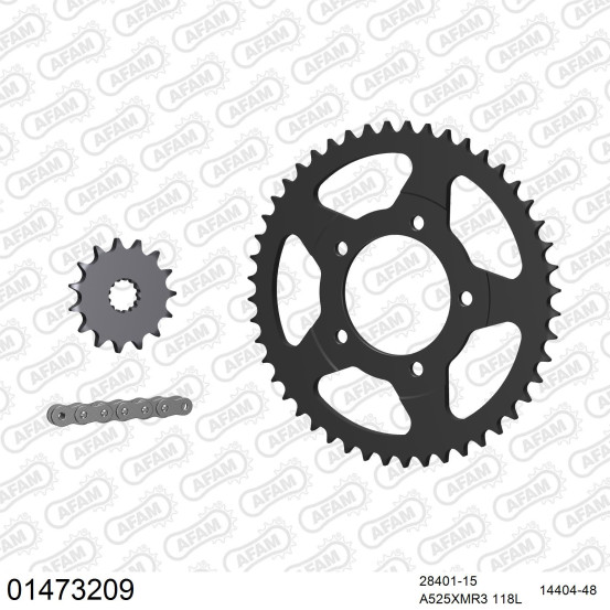 Kit chaine 525 AFAM - Couronne acier - Type de chaine au choix - SUZUKI GSX 650 F 2008-2016