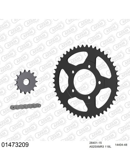 Kit chaine 525 AFAM - Couronne acier - Type de chaine au choix - SUZUKI GSX 650 F 2008-2016