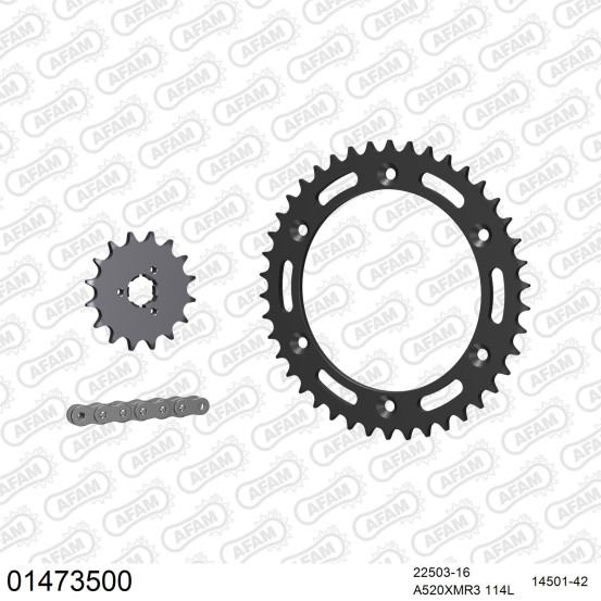 Kit chaine 520 AFAM - Couronne acier - Type de chaine au choix - SUZUKI DR 650 RSE 1990-1996