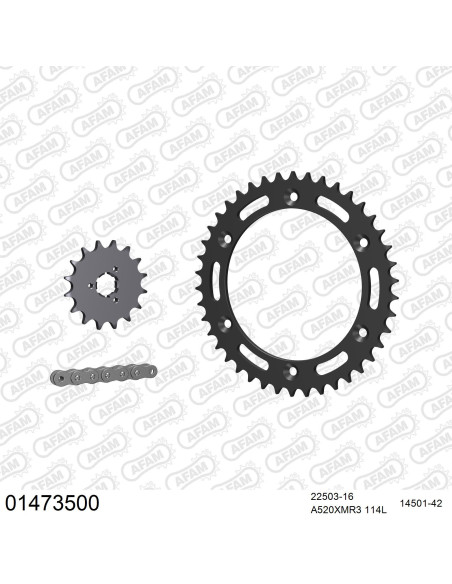 Kit chaine 520 AFAM - Couronne acier - Type de chaine au choix - SUZUKI DR 650 RSE 1990-1996