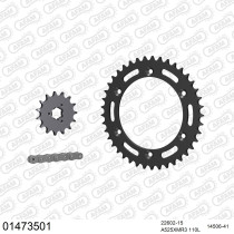 Kit chaine 525 AFAM - Couronne acier - Type de chaine au choix - SUZUKI DR 650 SE 1996-2006
