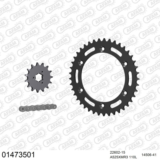 Kit chaine 525 AFAM - Couronne acier - Type de chaine au choix - SUZUKI DR 650 SE 1996-2006