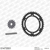 Kit chaine 525 AFAM - Couronne acier - Type de chaine au choix - SUZUKI XF 650 FREEWIND 1997-2002