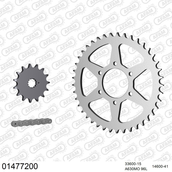Kit chaine 630 AFAM - Couronne acier - Type de chaine au choix - SUZUKI GS 750 B / EC / EN / DC 1977-1979