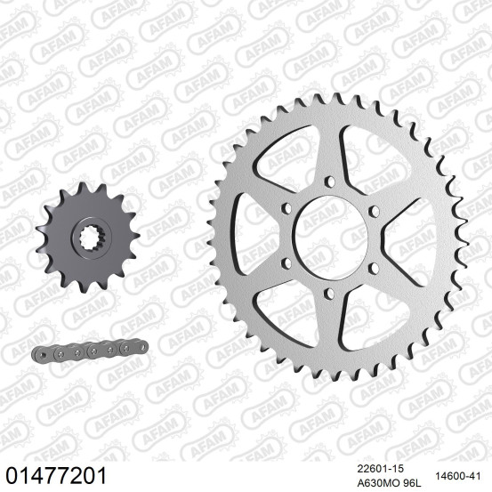 Kit chaine 630 AFAM - Couronne acier - Type de chaine au choix - SUZUKI GSX 750 T / X / ET / EX / EZ 1980-1982