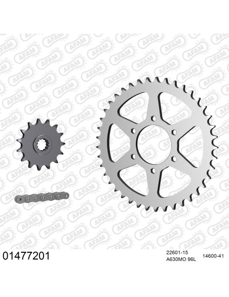Kit chaine 630 AFAM - Couronne acier - Type de chaine au choix - SUZUKI GSX 750 T / X / ET / EX / EZ 1980-1982