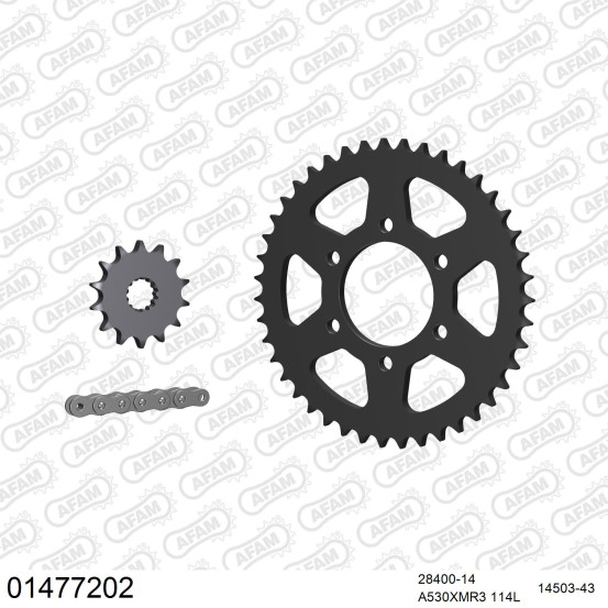 Kit chaine 530 AFAM - Couronne acier - Type de chaine au choix - SUZUKI GSX 750 EE / EFE / ESD 1983-1989