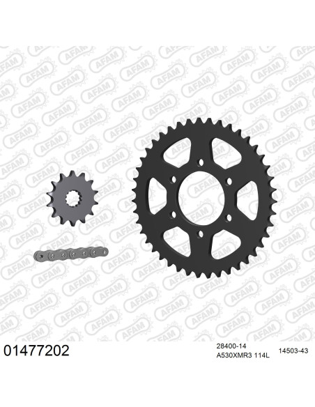 Kit chaine 530 AFAM - Couronne acier - Type de chaine au choix - SUZUKI GSX 750 EE / EFE / ESD 1983-1989