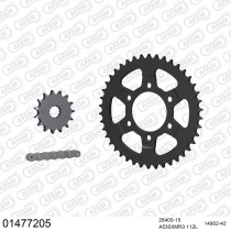 Kit chaine 530 AFAM - Couronne acier - Type de chaine au choix - SUZUKI GSX 750 INAZUMA 1998-2003