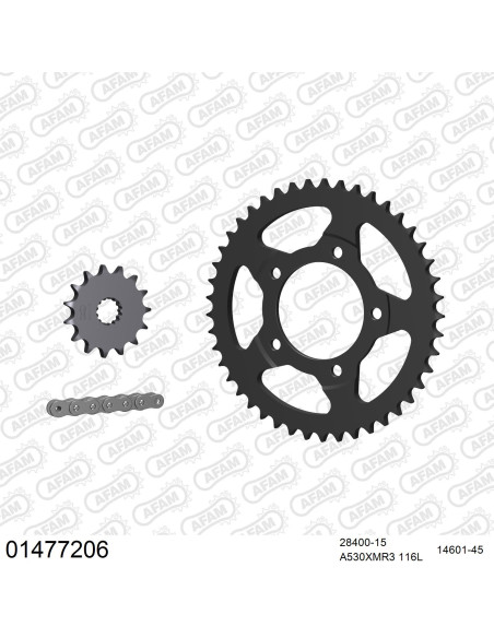 Kit chaine 530 AFAM - Couronne acier - Type de chaine au choix - SUZUKI GSX 750 F 1998-2006