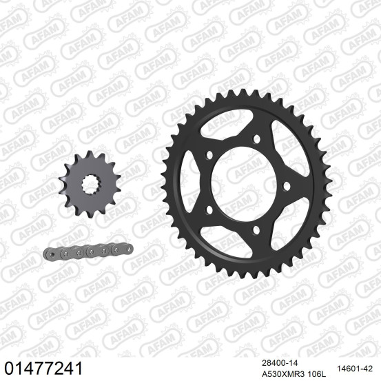 Kit chaine 530 AFAM - Couronne acier - Type de chaine au choix - SUZUKI GSX-R 750 1985-1986
