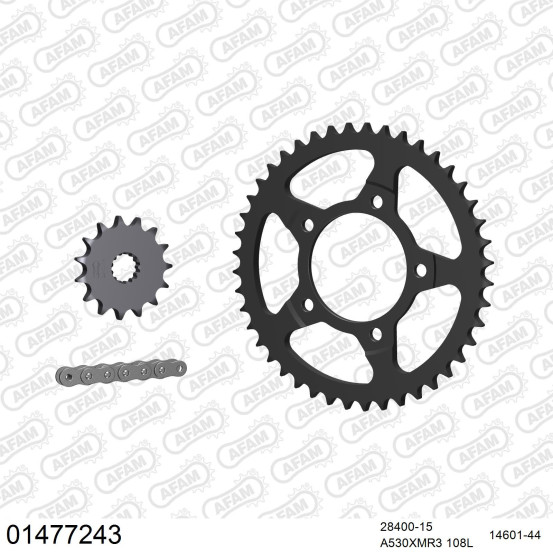 Kit chaine 530 AFAM - Couronne acier - Type de chaine au choix - SUZUKI GSX-R 750 1988-1989
