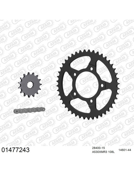 Kit chaine 530 AFAM - Couronne acier - Type de chaine au choix - SUZUKI GSX-R 750 1988-1989
