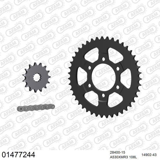 Kit chaine 530 AFAM - Couronne acier - Type de chaine au choix - SUZUKI GSX-R 750 1990-1991