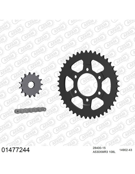 Kit chaine 530 AFAM - Couronne acier - Type de chaine au choix - SUZUKI GSX-R 750 1990-1991