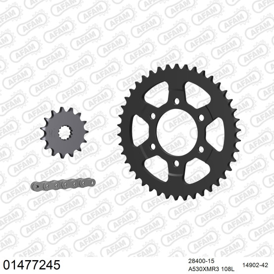 Kit chaine 530 AFAM - Couronne acier - Type de chaine au choix - SUZUKI GSX-R 750 W 1992-1995