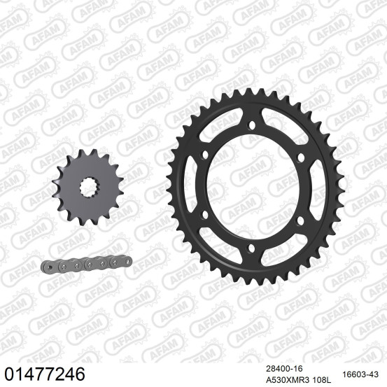 Kit chaine 530 AFAM - Couronne acier - Type de chaine au choix - SUZUKI GSX-R 750 1996-1997