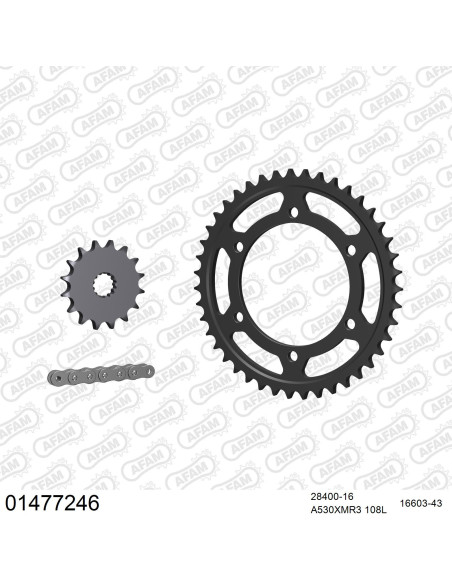 Kit chaine 530 AFAM - Couronne acier - Type de chaine au choix - SUZUKI GSX-R 750 1996-1997