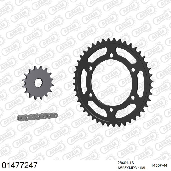 Kit chaine 525 AFAM - Couronne acier - Type de chaine au choix - SUZUKI GSX-R 750 1998-1999
