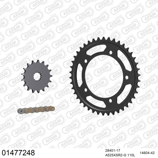Kit chaine 525 AFAM - Couronne acier - Type de chaine au choix - SUZUKI GSX-R 750 2000-2003