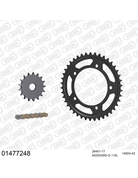 Kit chaine 525 AFAM - Couronne acier - Type de chaine au choix - SUZUKI GSX-R 750 2000-2003