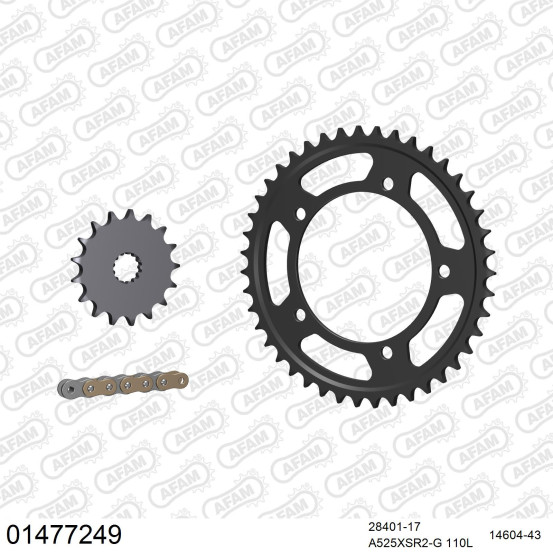 Kit chaine 525 AFAM - Couronne acier - Type de chaine au choix - SUZUKI GSX-R 750 2004-2005