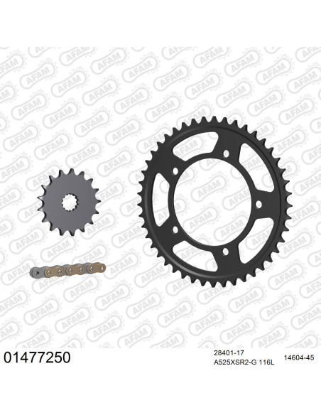 Kit chaine 525 AFAM - Couronne acier - Type de chaine au choix - SUZUKI 750 GSXR 2006-2010