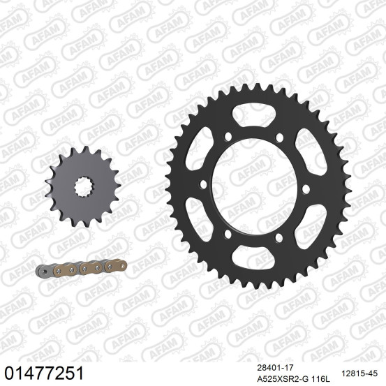 Kit chaine 525 AFAM - Couronne acier - Type de chaine au choix - SUZUKI GSXR 750 2011-2017