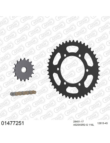 Kit chaine 525 AFAM - Couronne acier - Type de chaine au choix - SUZUKI GSXR 750 2011-2017