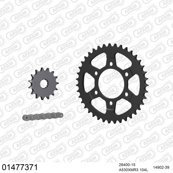 Kit chaine 530 AFAM - Couronne acier - Type de chaine au choix - SUZUKI GSX-R 750 R 1988-1989