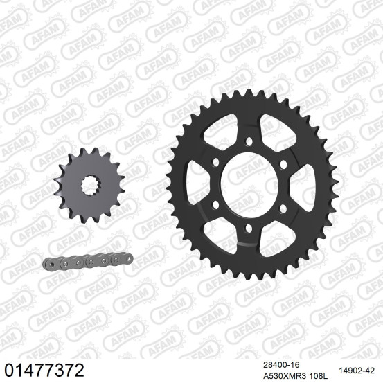 Kit chaine 530 AFAM - Couronne acier - Type de chaine au choix - SUZUKI GSX-R 750 R SP 1992-1995