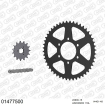 Kit chaine 520 AFAM - Couronne acier - Type de chaine au choix - SUZUKI DR 750 S TAMBOUR 1988