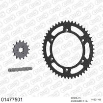 Kit chaine 520 AFAM - Couronne acier - Type de chaine au choix - SUZUKI DR 750 S 1989