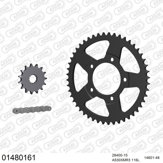 Kit chaine 530 AFAM - Couronne acier - Type de chaine au choix - SUZUKI VZ 800 1997-2004
