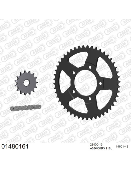 Kit chaine 530 AFAM - Couronne acier - Type de chaine au choix - SUZUKI VZ 800 1997-2004
