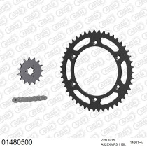 Kit chaine 520 AFAM - Couronne acier - Type de chaine au choix - SUZUKI DR 800 S 1991-1993